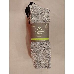 Men's Alpine Design Performance Hiking Socks 4 Pack Black XL